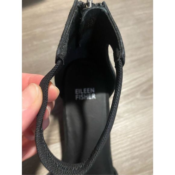 Eileen Fisher Just Suede Ankle-Strap Pump, Black Shoes, Size 9, MSRP $195 - Picture 3 of 10